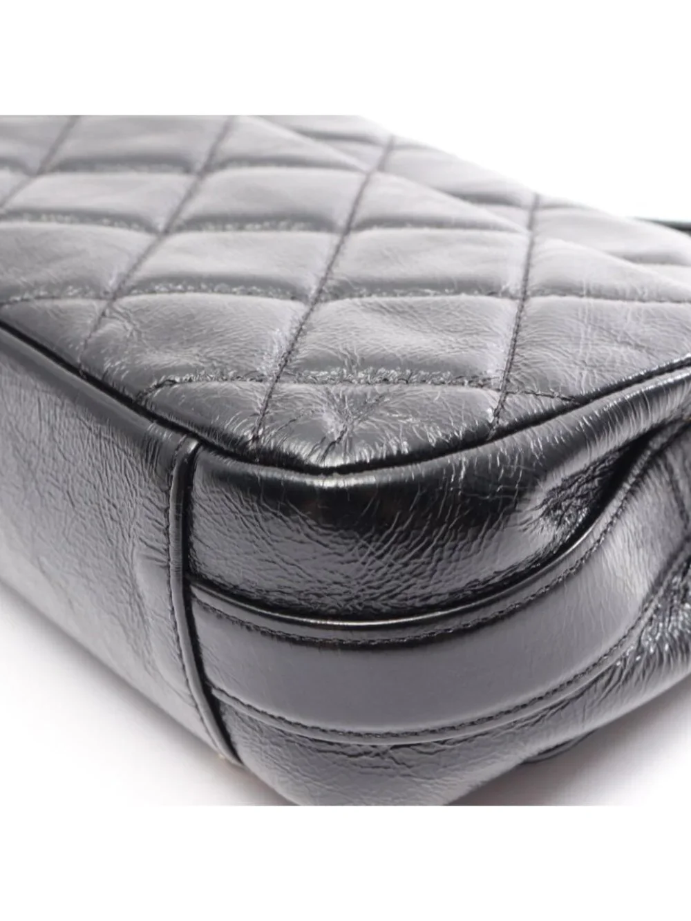 Chanel Shoulder Bag Quilted Black Leather Small Flap Chain